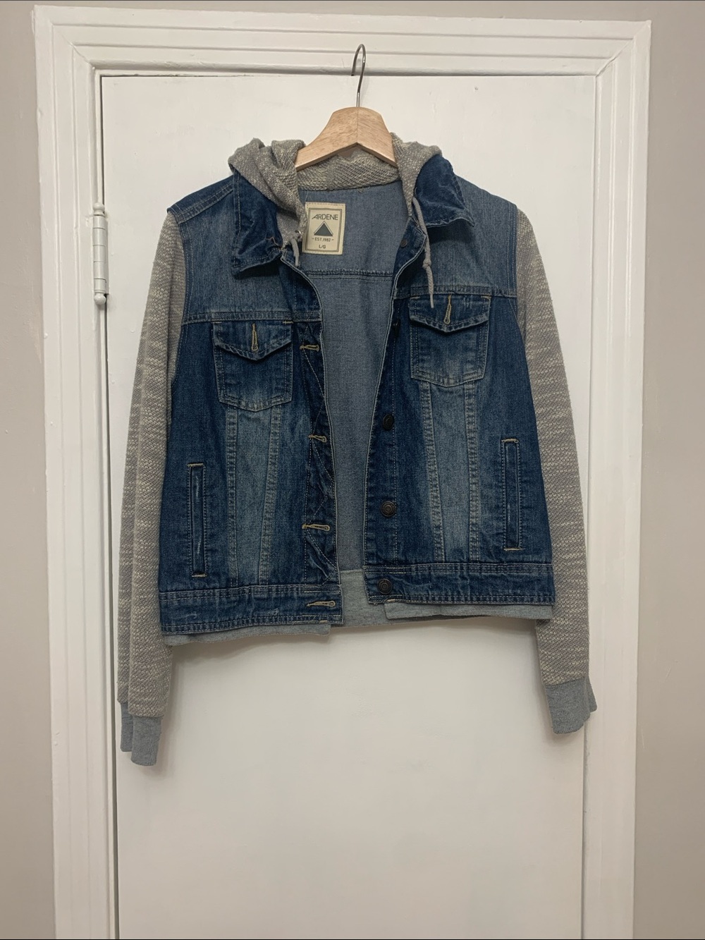 Ardene Denim Jacket With Sweater Sleeves
